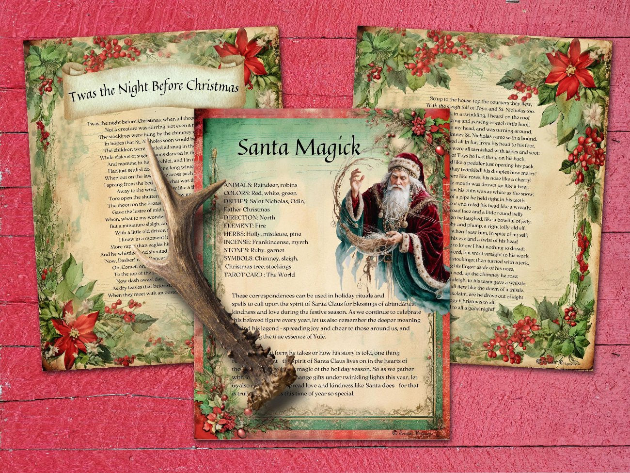 SANTA CLAUS Grimoire Pages – A Magical Yule Addition to Your Practice, 10 pages, Father Christmas, St. Nicholas, Sinterklaas- Morgana Magick Spell