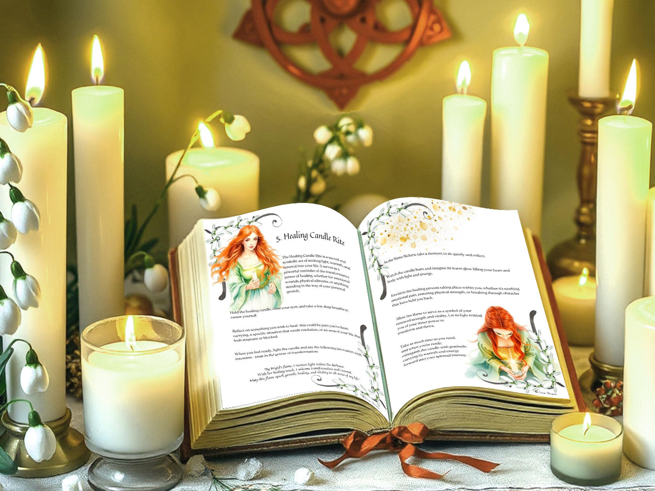 IMBOLC RITUAL GUIDE, Goddess Brigid Altar Spell, Wheel of the Year Traditions for Mid Winter, 9 Printable Spellbook Pages - Morgana Magick Spell