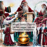 MAGIC SANTA CLAUS - Christmas Digital Prints, 26 Watercolor Art PNGs for Commercial Use