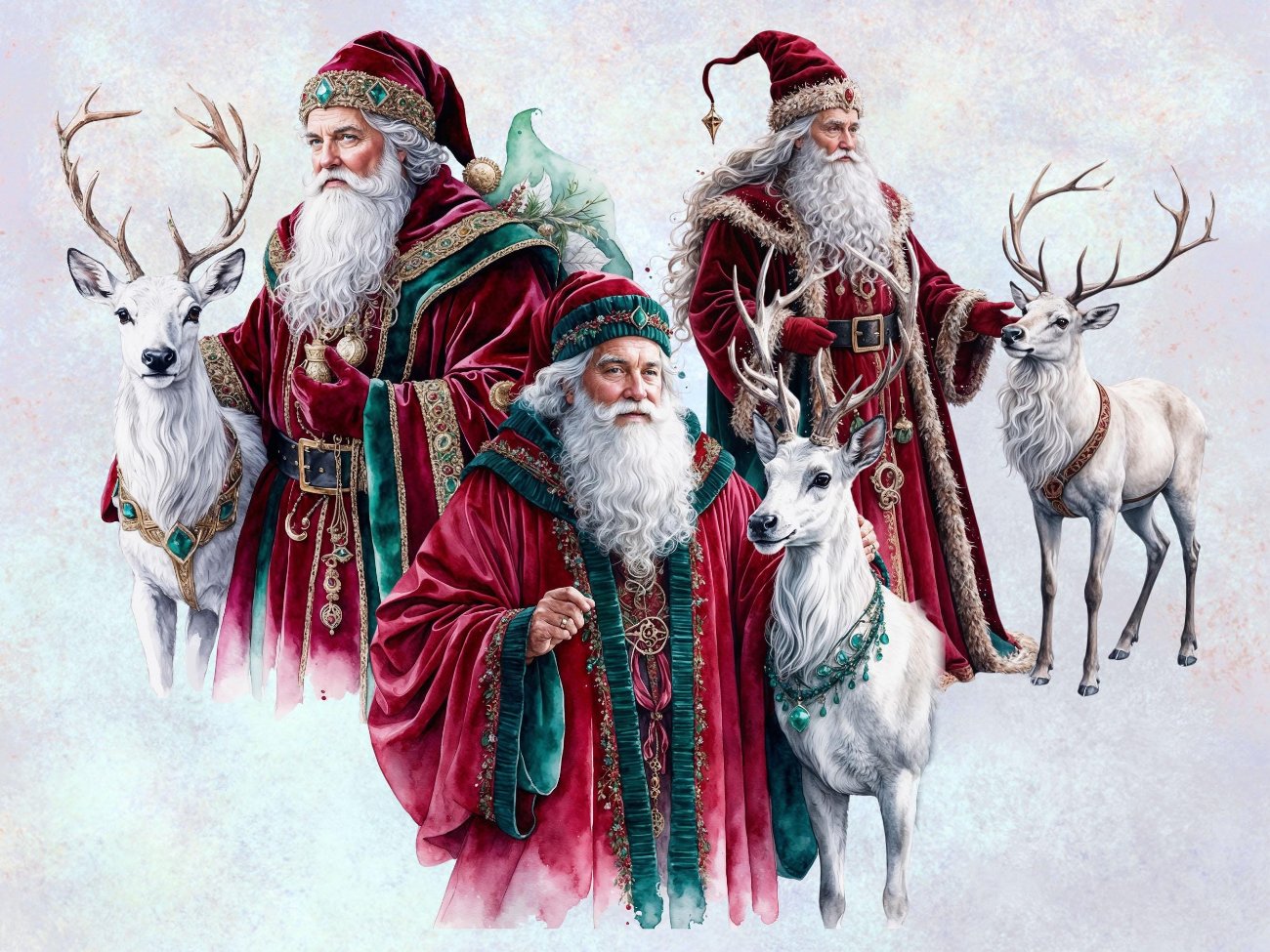 MAGIC SANTA CLAUS - Christmas Digital Prints, 26 Watercolor Art PNGs for Commercial Use