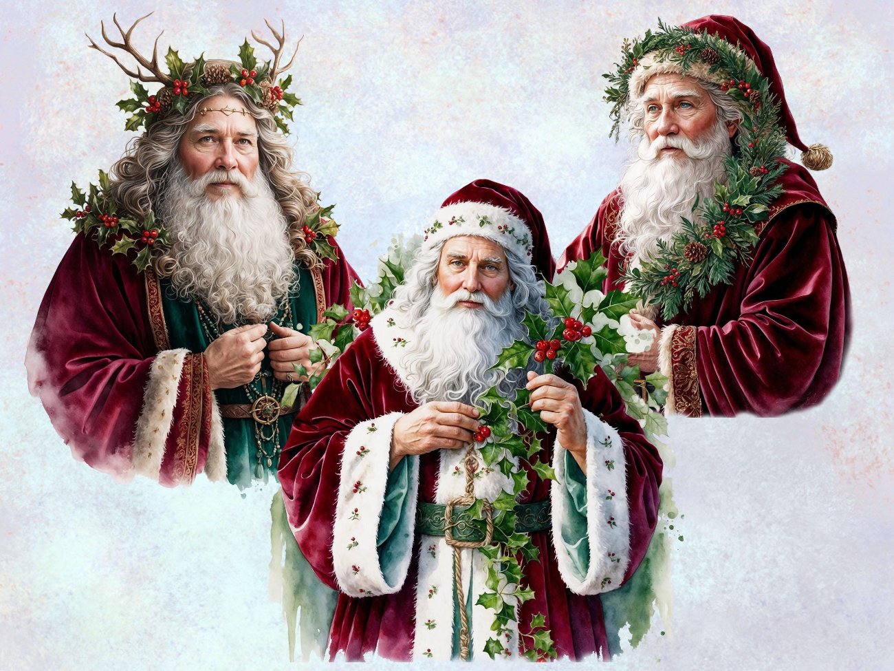 MAGIC SANTA CLAUS - Christmas Digital Prints, 26 Watercolor Art PNGs for Commercial Use