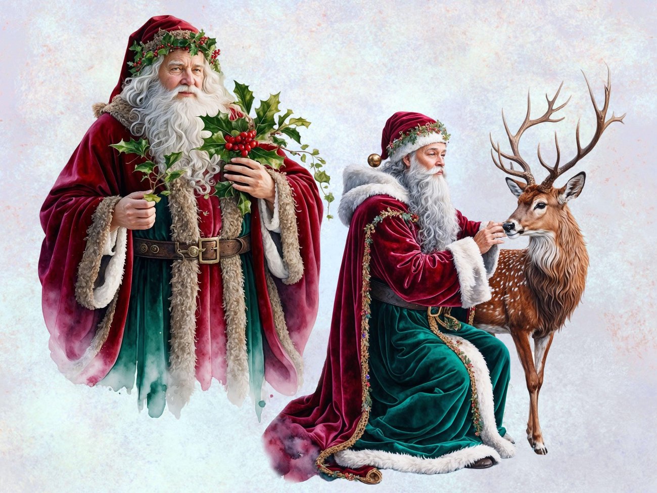 MAGIC SANTA CLAUS - Christmas Digital Prints, 26 Watercolor Art PNGs for Commercial Use