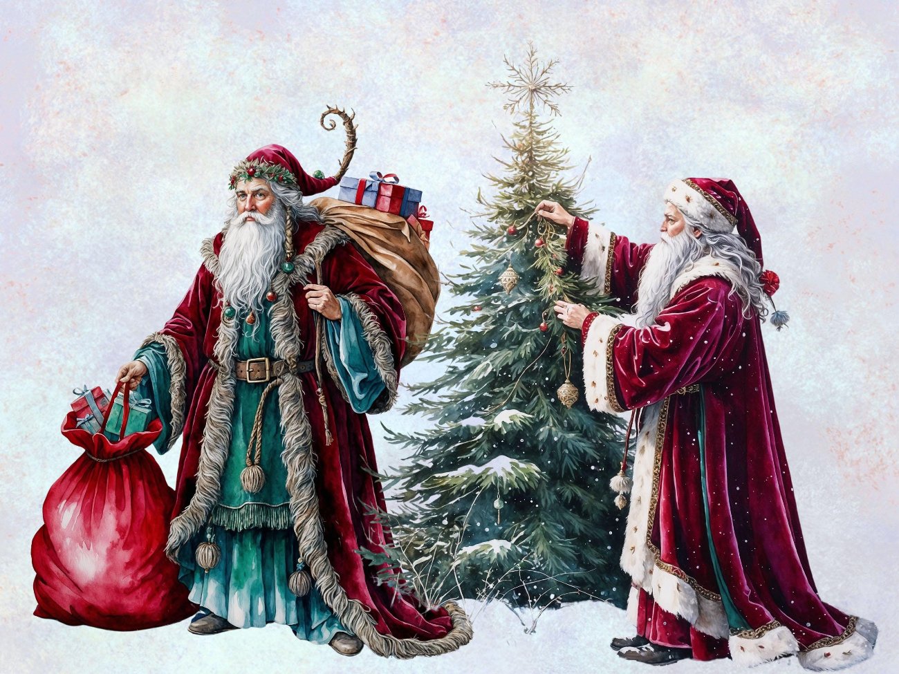 MAGIC SANTA CLAUS - Christmas Digital Prints, 26 Watercolor Art PNGs for Commercial Use