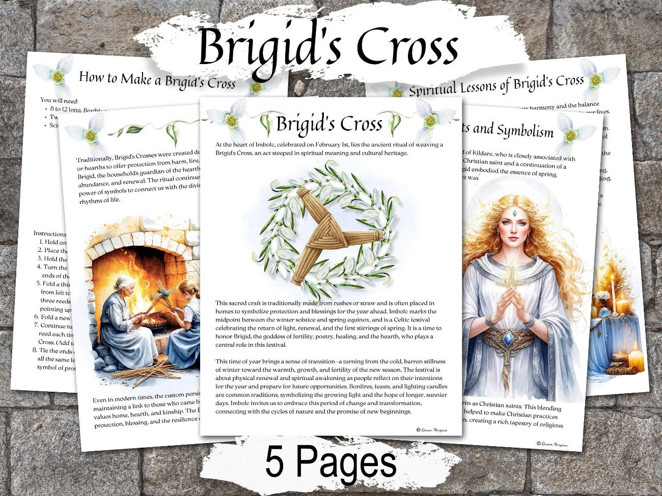 BRIGID&#39;S CROSS, Printable Pages for Your Imbolc Grimoire,  History Symbolism and Teachings, How To Instructions - Morgana Magick Spell