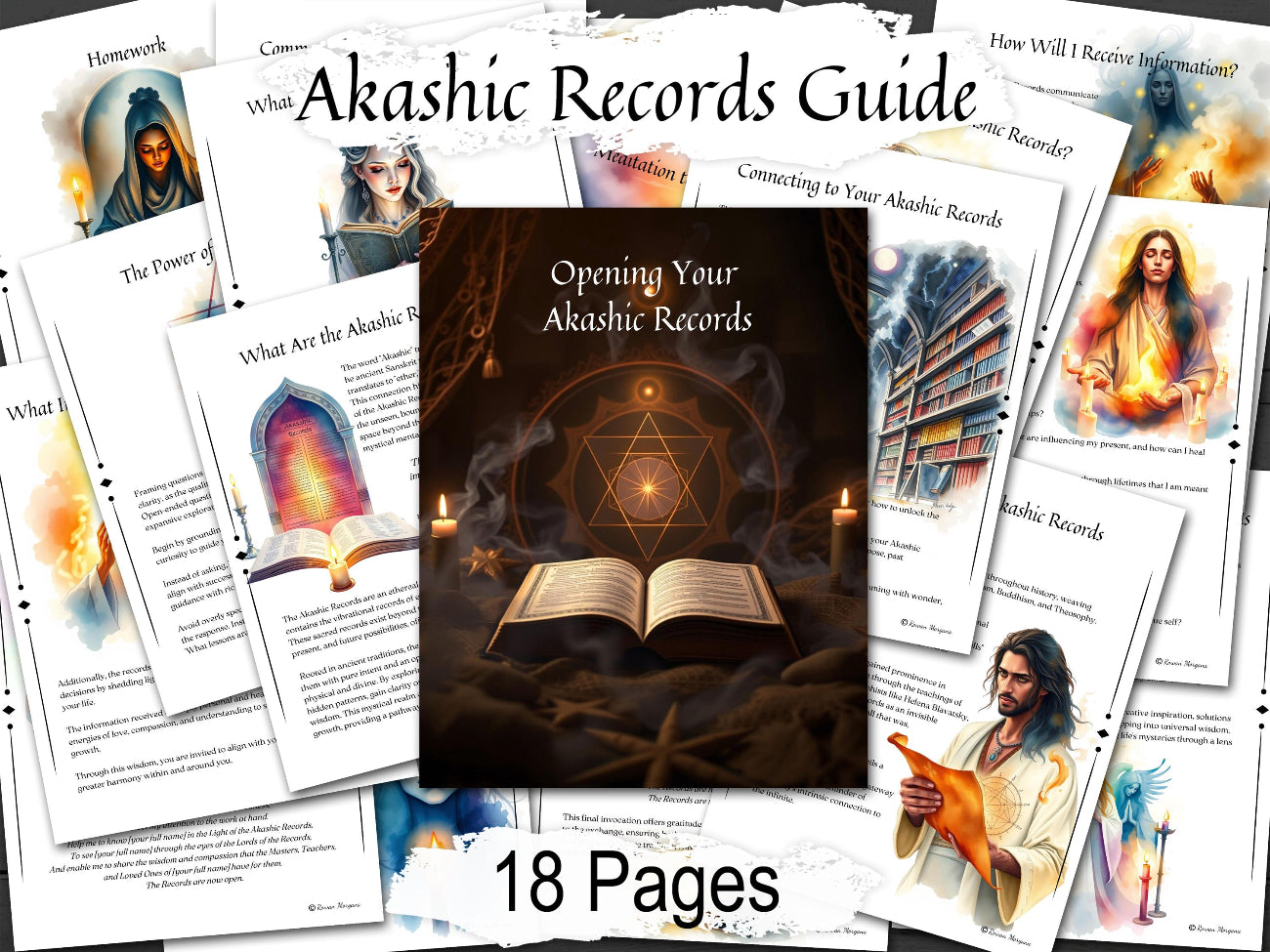 AKASHIC RECORDS GUIDE, Unlock the Secrets of Your Soul, How to Access Universal Knowledge Archives, 18 Printable Spellbook Pages