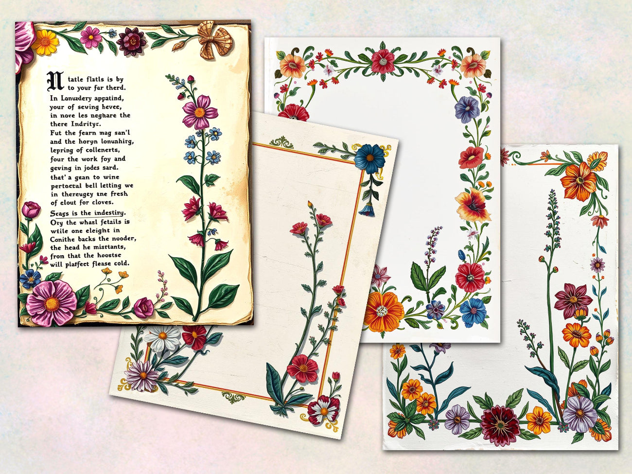 MEDIEVAL FLORAL, Junk Journal Spellbook Pages for Grimoires & Book of Shadows, 29 Printable Pages, Commercial Use, Artists Graphic Designers - Morgana Magick Spell