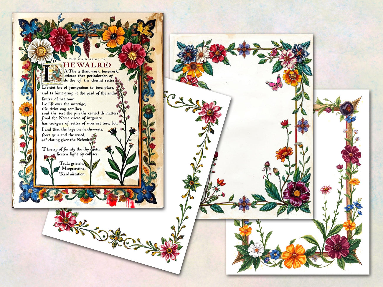 MEDIEVAL FLORAL, Junk Journal Spellbook Pages for Grimoires & Book of Shadows, 29 Printable Pages, Commercial Use, Artists Graphic Designers - Morgana Magick Spell