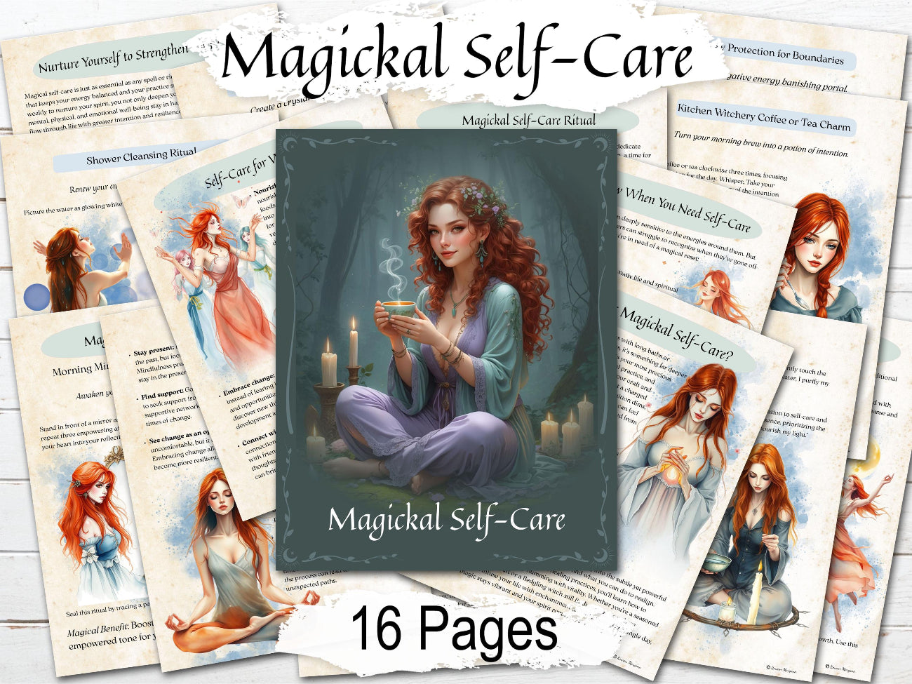 MAGICKAL SELF-CARE for Witches, Digital Guide, Refresh your Energy, Banish Spiritual Burn Out, Sacred Resorative Rituals, 16 Printable Pages - Morgana Magick Spell