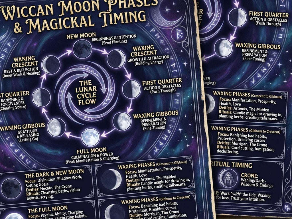 Wiccan Moon Phases: Lunar Magic Infographic, Witchcraft Printable,  Mystical Wall Art