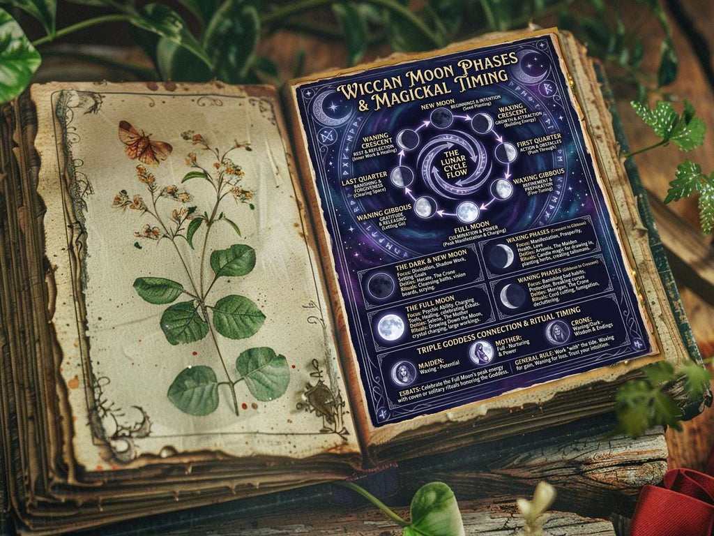 Wiccan Moon Phases: Lunar Magic Infographic, Witchcraft Printable,  Mystical Wall Art