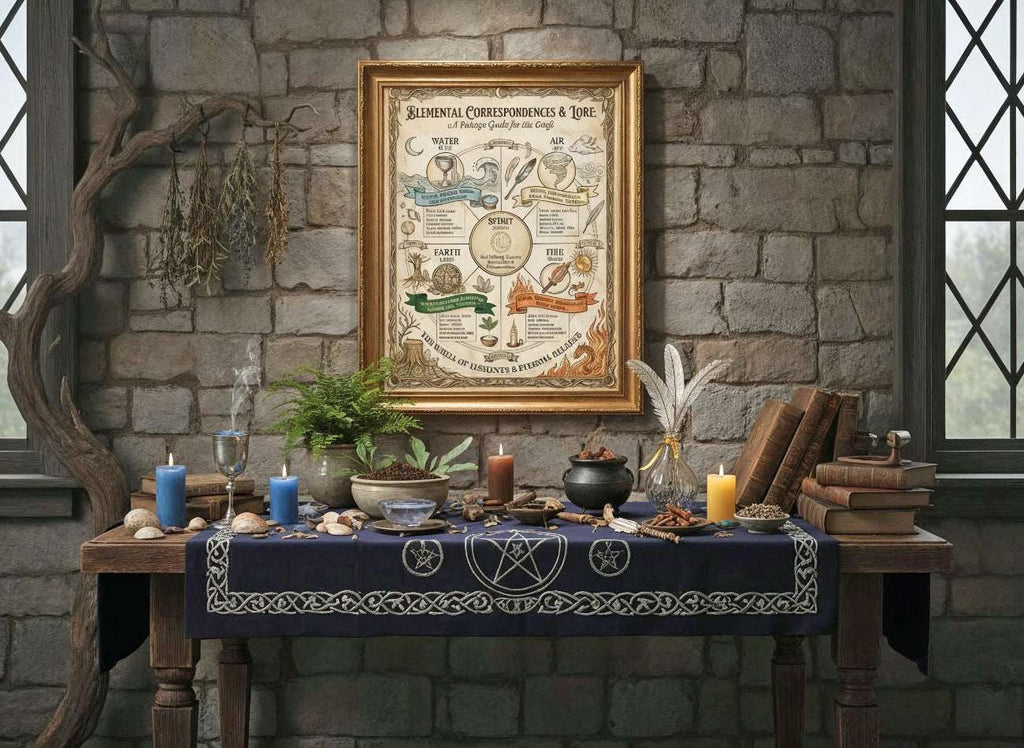 Elemental Magick: Infographic Grimoire Page, Book of Shadows Printable, Witchcraft Basics Chart, 5 Elements Art