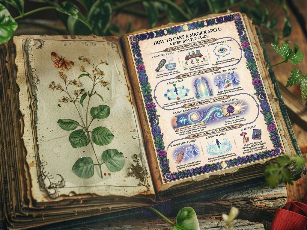 Cast a Magick Spell Infographic: Witchcraft Digital Download, Mystical Guide, for Your Book of Shadows