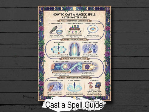 Cast a Magick Spell Infographic: Witchcraft Digital Download, Mystical Guide, for Your Book of Shadows