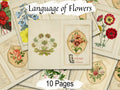 LANGUAGE of FLOWERS, Junk Journal Kit, 10 Printable Pages, Vintage Floral Art, Romantic Floral Messages, Antique Grimoire, Secret Admirer - Morgana Magick Spell