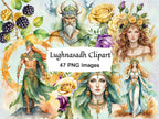 LUGHNASADH CLIPART, Lammas, Goddess Demeter, Sun God Lugh, Pagan Ritual Altar Art, Wicca Sabbat Graphics, 47 Watercolor PNGs, Commercial Use - Morgana Magick Spell