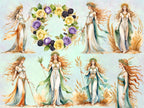 LUGHNASADH CLIPART, Lammas, Goddess Demeter, Sun God Lugh, Pagan Ritual Altar Art, Wicca Sabbat Graphics, 47 Watercolor PNGs, Commercial Use - Morgana Magick Spell