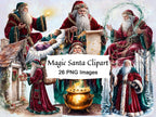 MAGIC SANTA CLAUS - Christmas Digital Prints, 26 Watercolor Art PNGs for Commercial Use
