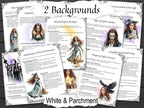 Educational pages on psychic protection with illustrations of a woman and text on a white background.