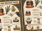 Instructions for making rosemary water with illustrations and text.