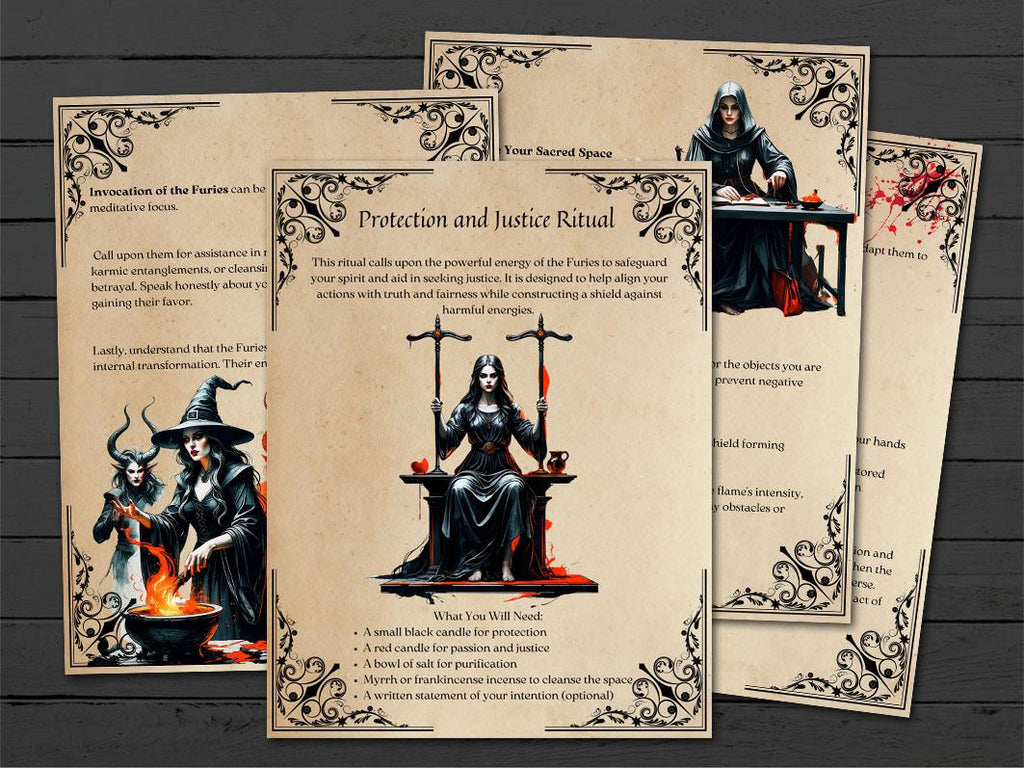 THE FURIES, Greek Mythology, Alecto Megaera  Tisiphone, Goddesses of Vengance & Justice,  Magic and Rituals, 16 Printable Pages - Morgana Magick Spell