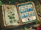 Open book of shadows with illustrations  and text about water goddesses. 