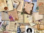 A huge variety of witchcraft bundle pages shown with the opeional parchment background.
