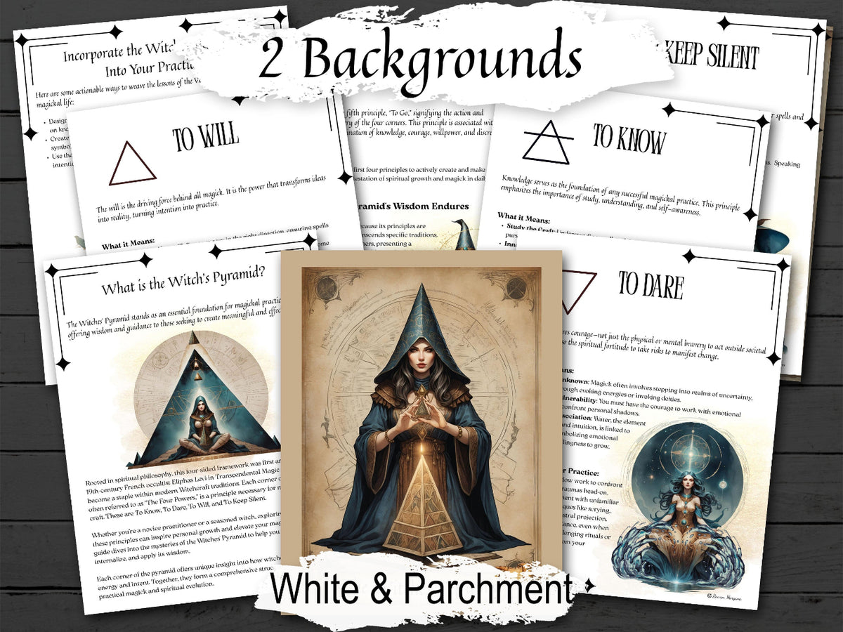 THE WITCHES' PYRAMID, Unlocking The Four Pillars of Magical Spellcasting, High Magick, Witchcraft Elements, 8 Printable Spellbook Pages - Morgana Magick Spell