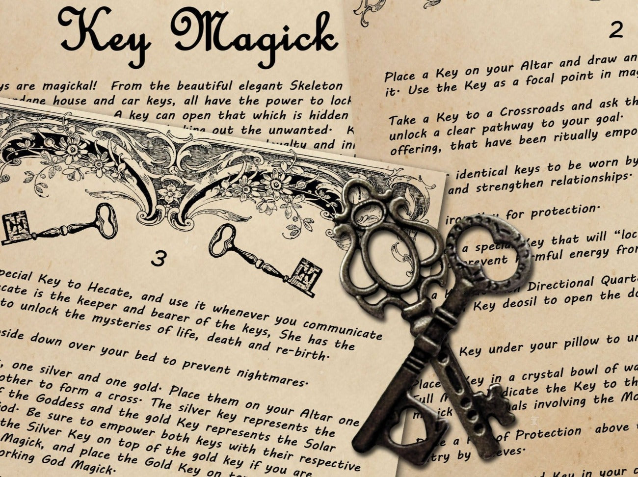 Close-up of KEY MAGICK Complete Guide Printable Book of Shadows, 3 Pages - Morgana Magick Spell