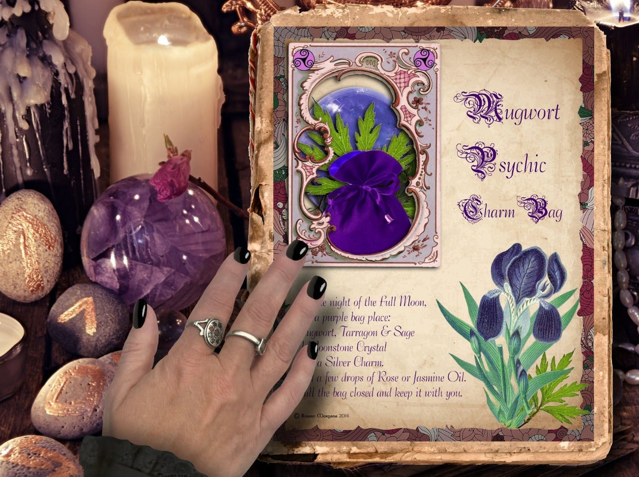 MUGWORT PSYCHIC Charm Bag, Recipe Spell, Apothecary Green Witchcraft Gift - Morgana Magick Spell