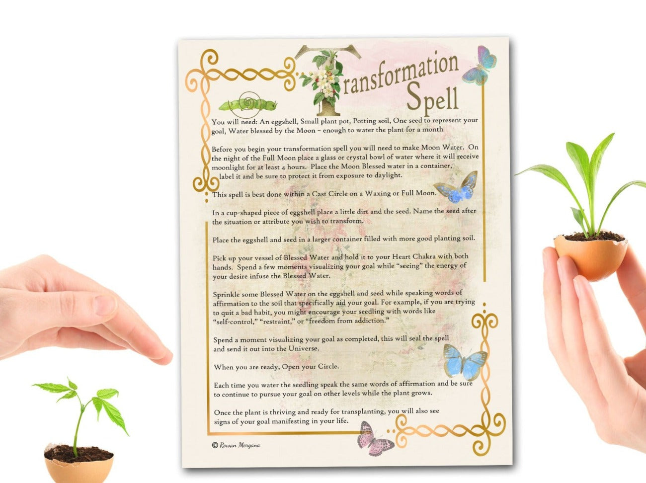 TRANSFORMATION SPELL Printable Book of Shadows page - Morgana Magick Spell