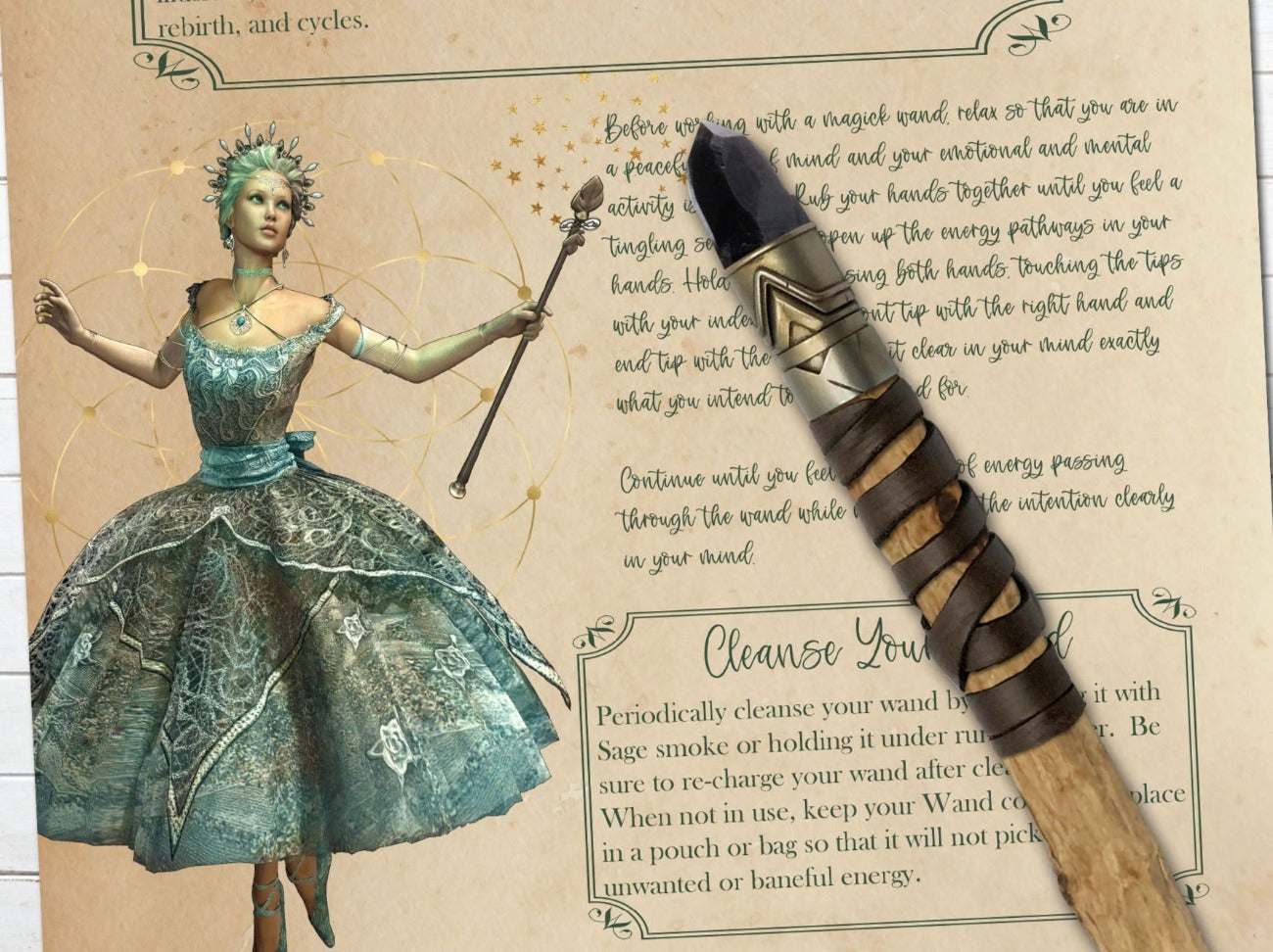 Close-up of MAGICK WAND Printable Book of Shadows Page - Morgana Magick Spell