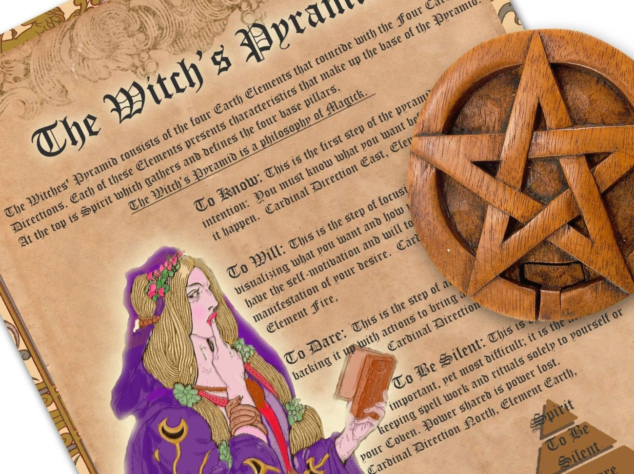 Close-up of   THE WITCH'S PYRAMID Printable Book of Shadows Page - Morgana Magick Spell
