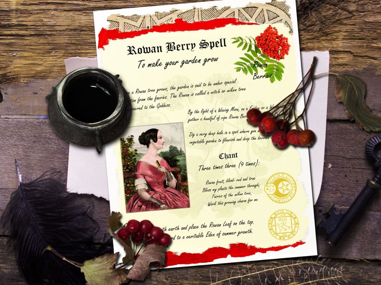 ROWAN BERRY SPELL Printable Book of Shadows page - Morgana Magick Spell