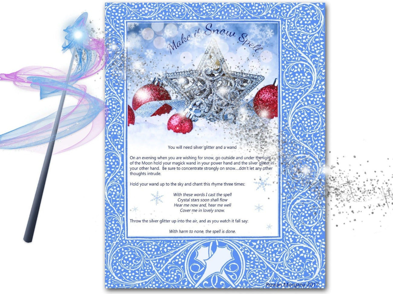 MAKE it SNOW SPELL, Weather Witching Snow Magick, Yule Christmas Printable - Morgana Magick Spell