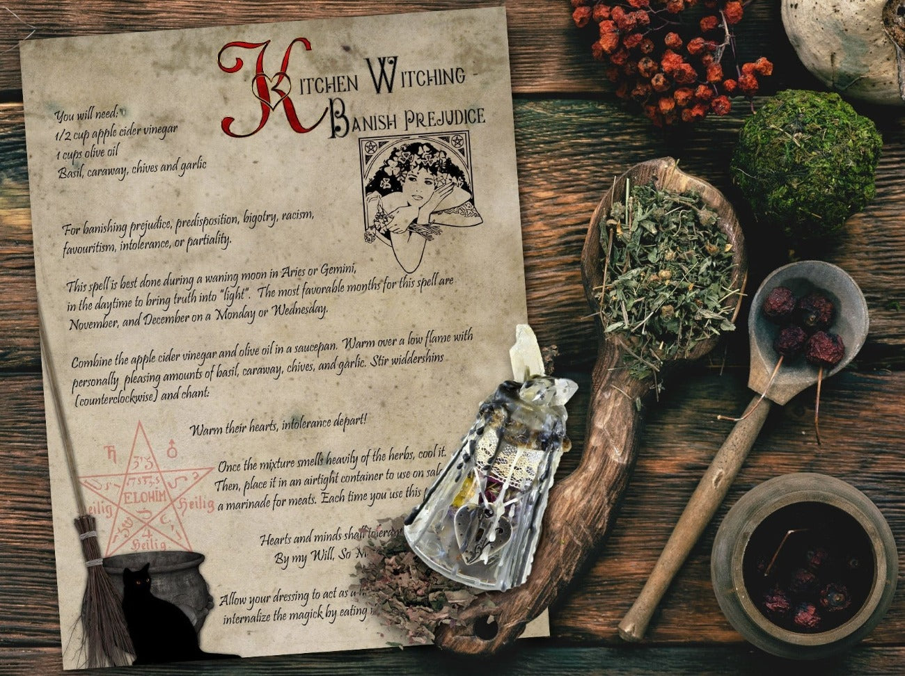BANISH PREJUDICE, Kitchen Witch Cooking Spell Magic, Wicca Banish Negative Energy, - Morgana Magick Spell