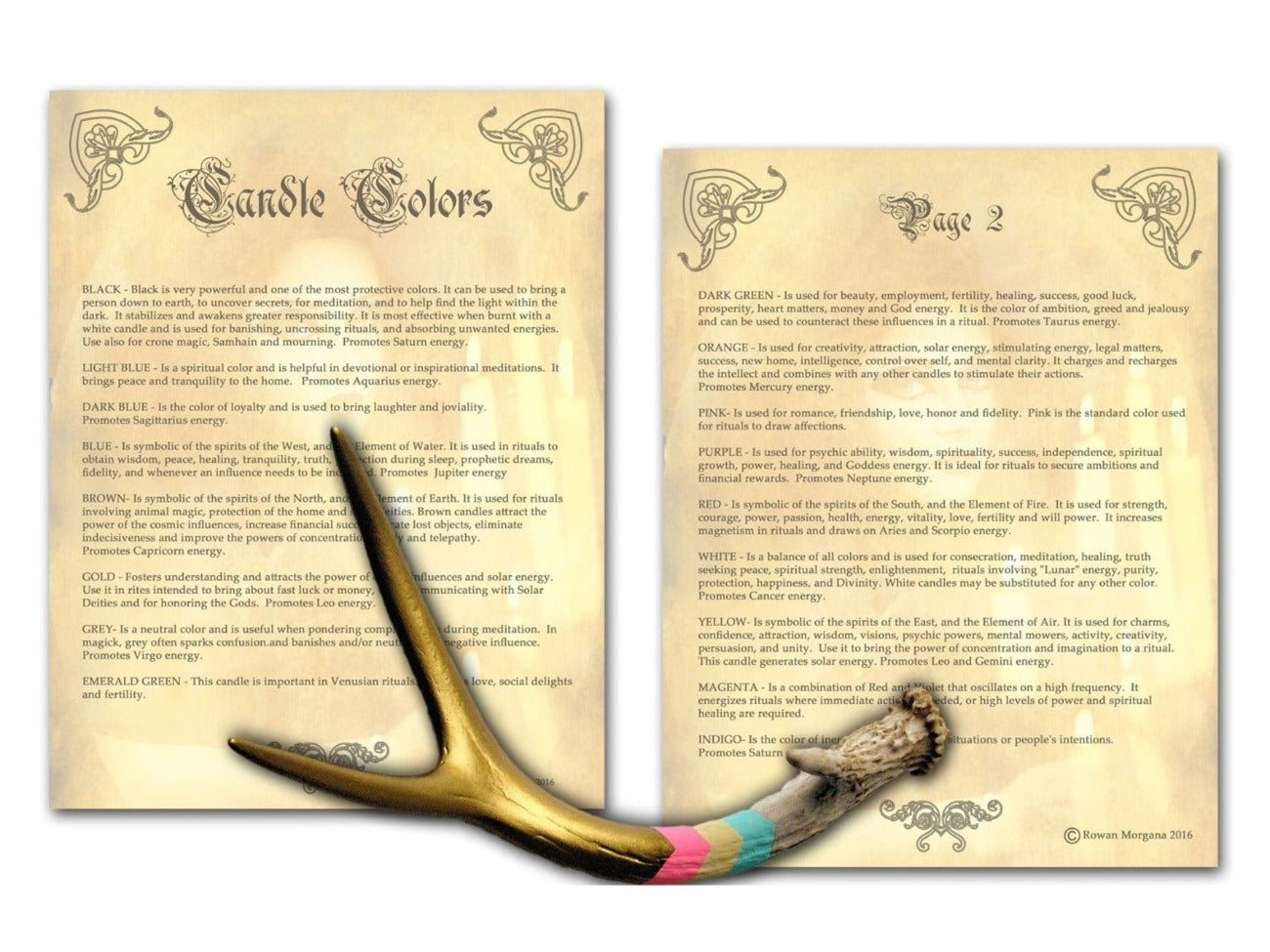 CANDLE COLOR CORRESPONDENCES Printable Book of Shadows, 2 Pages - Morgana Magick Spell