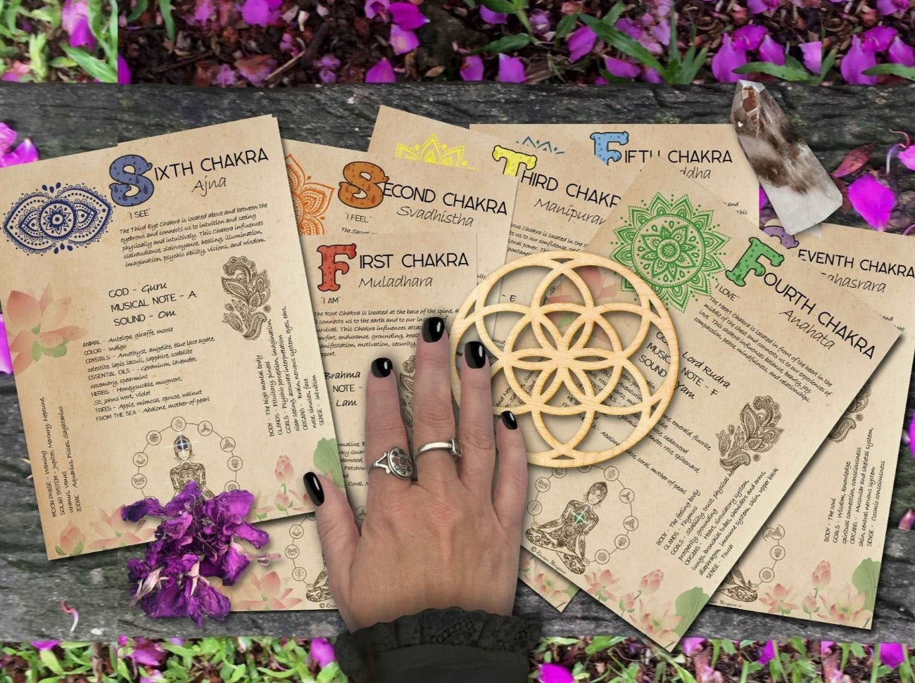 CHAKRA GUIDE Printable Book of Shadows, 7 Pages - Morgana Magick Spell