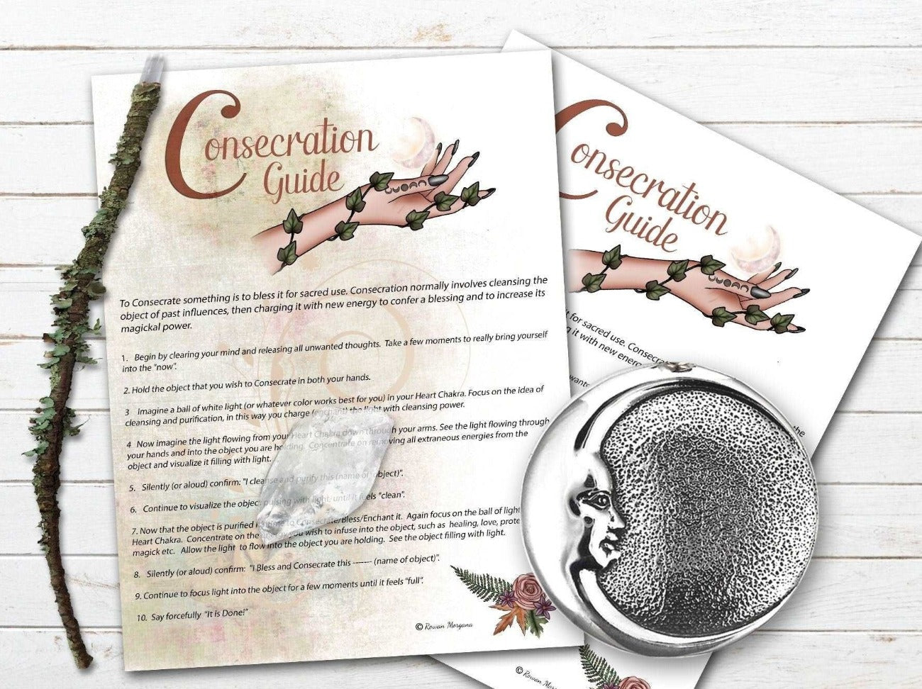 CONSECRATION GUIDE - 10 STEPS Printable  Book of Shadows Page - Morgana Magick Spell