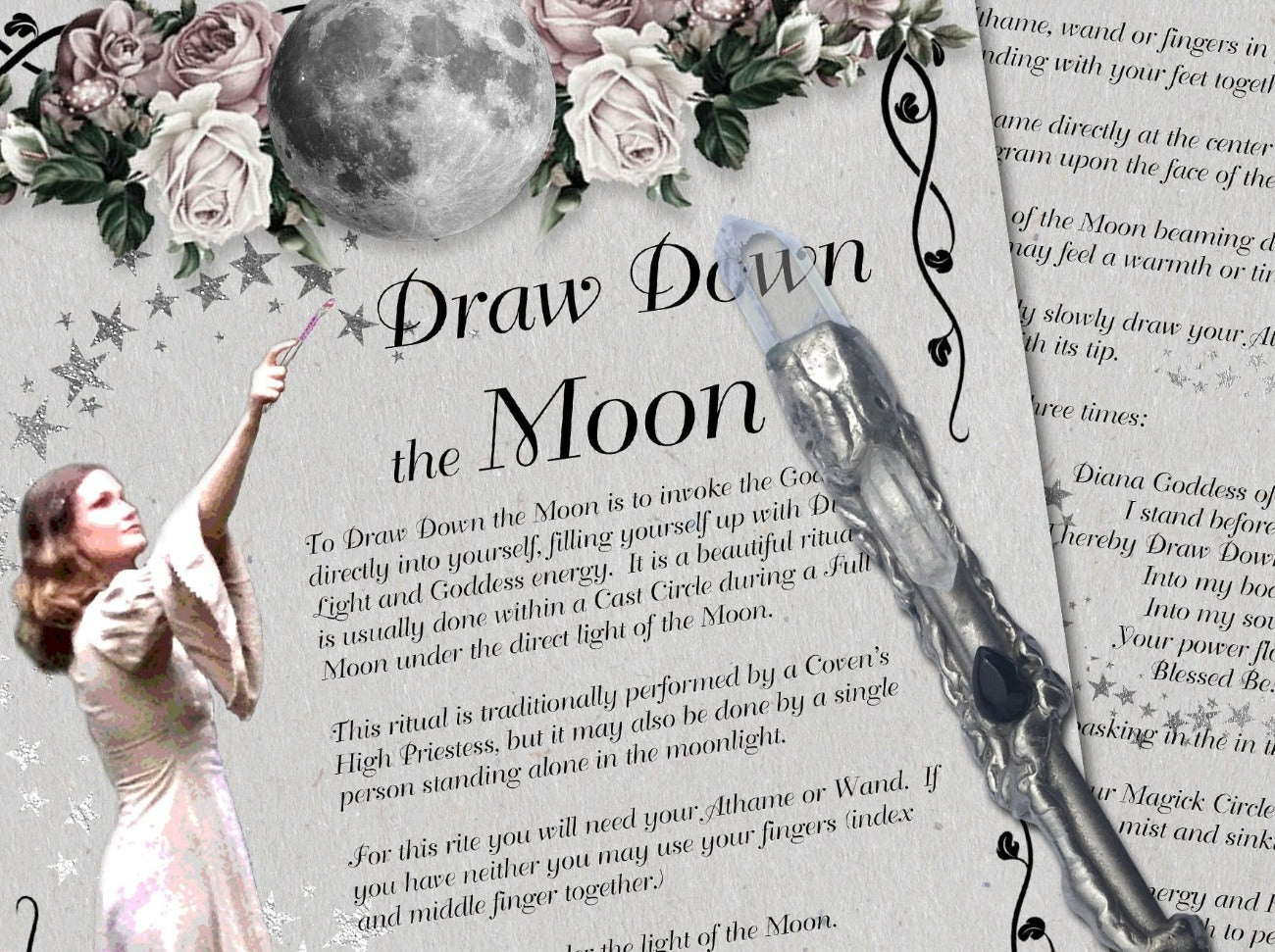 DRAW DOWN MOON Printable 2 Pages - Morgana Magick Spell
