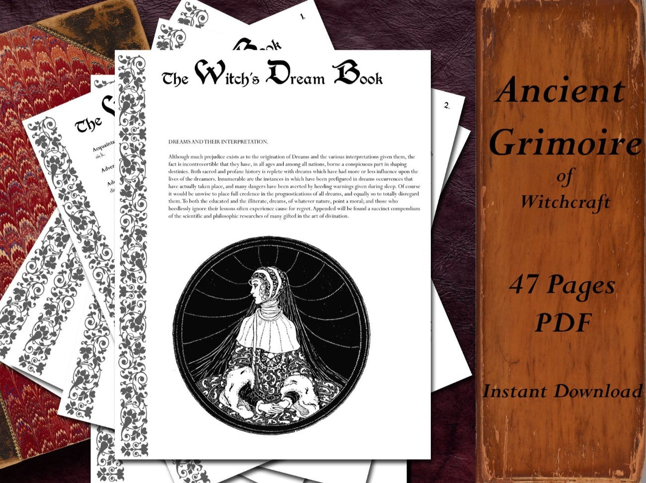DREAM DIVINATION PARCHMENTS Printable Book of Shadows, 47 Pages - Morgana Magick Spell