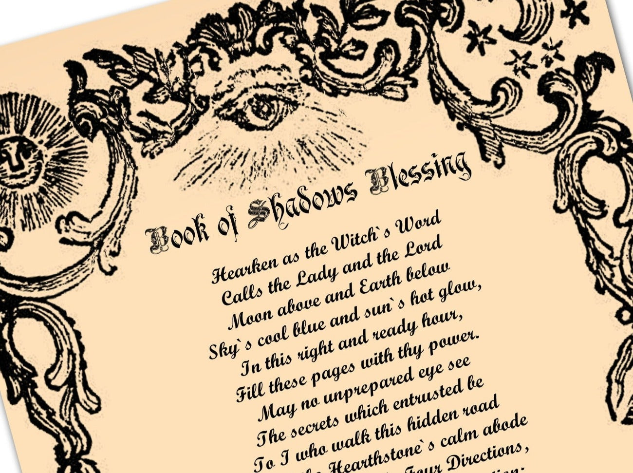 GRIMOIRE BLESSING - Book of Shadows Blessing Printable Page - Morgana Magick Spell
