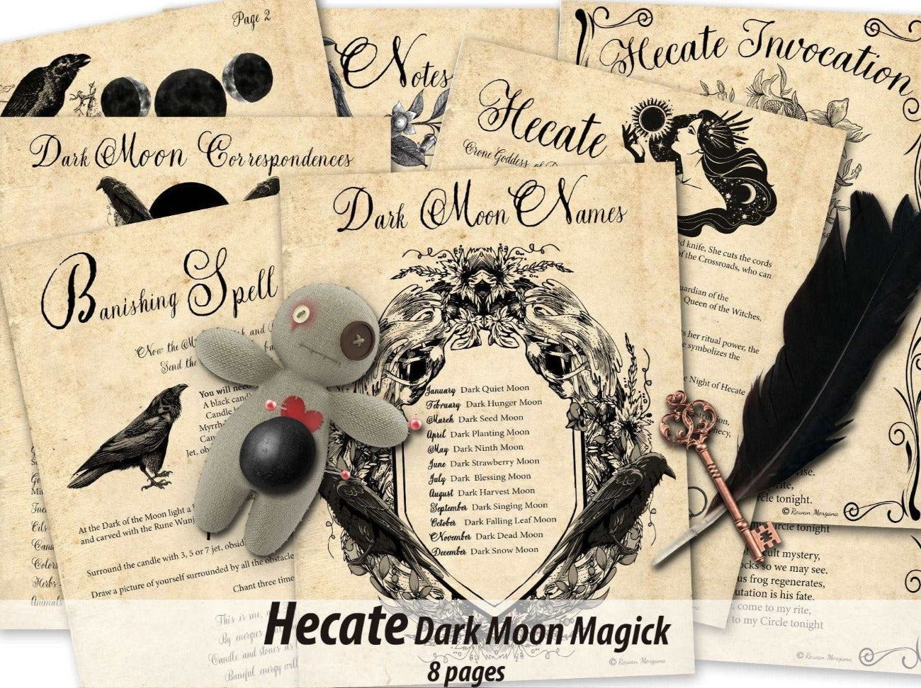 HECATE DARK MOON Magick Printable 8 Pages - Morgana Magick Spell