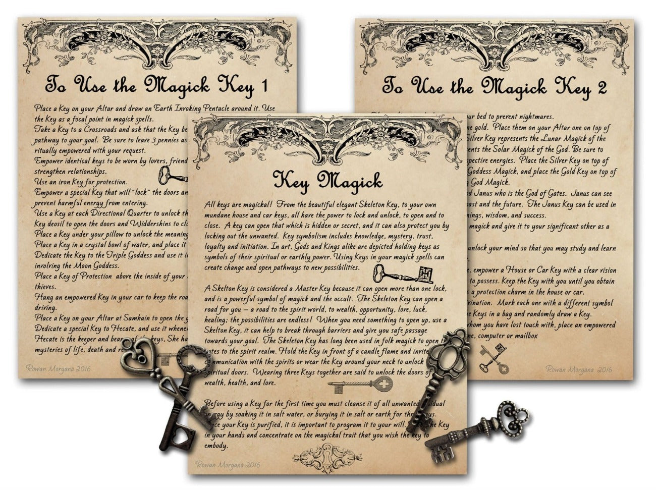 KEY MAGICK Complete Guide Printable Book of Shadows, 3 Pages - Morgana Magick Spell
