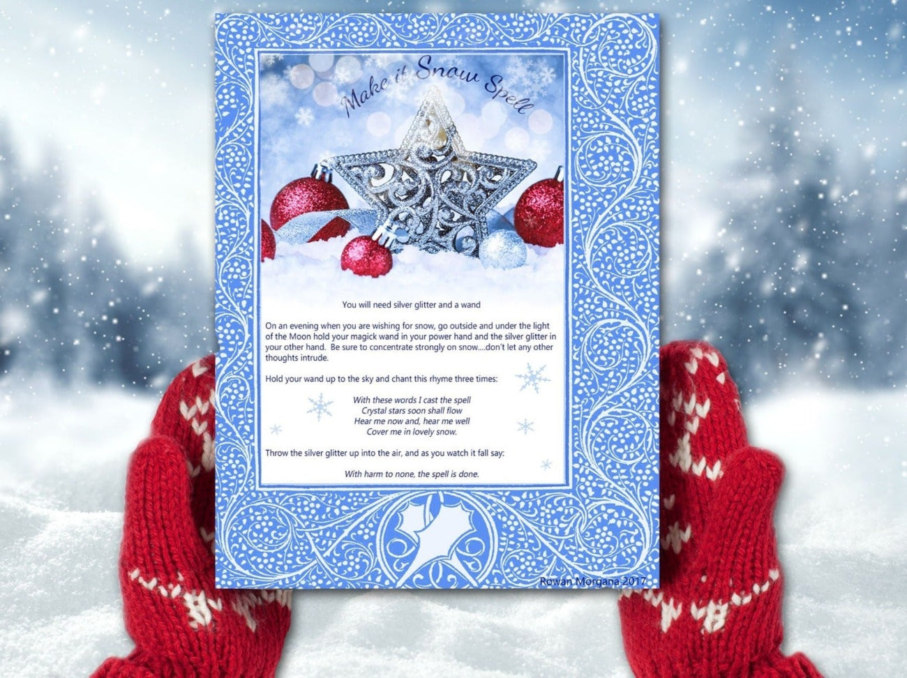 MAKE it SNOW SPELL, Weather Witching  Snow Magick, Yule Christmas Printable - Morgana Magick Spell