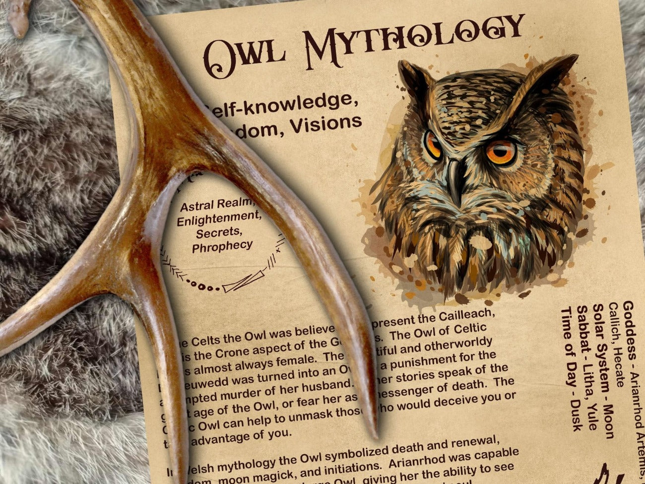 OWL MAGICK Printable 1 Page - Morgana Magick Spell
