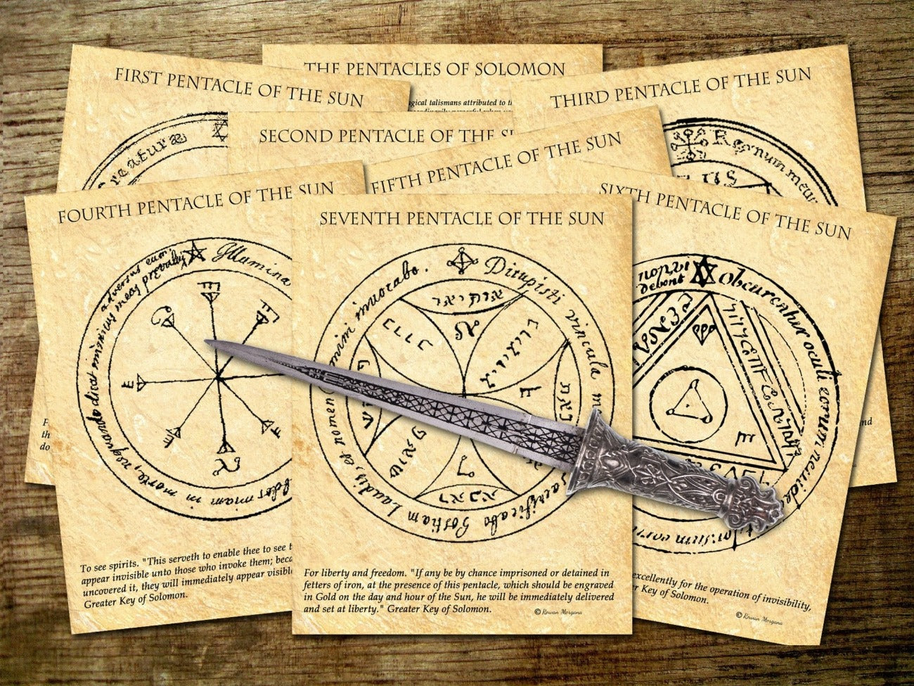 SUN PENTACLES of SOLOMON, 7 Printable Pages - Morgana Magick Spell