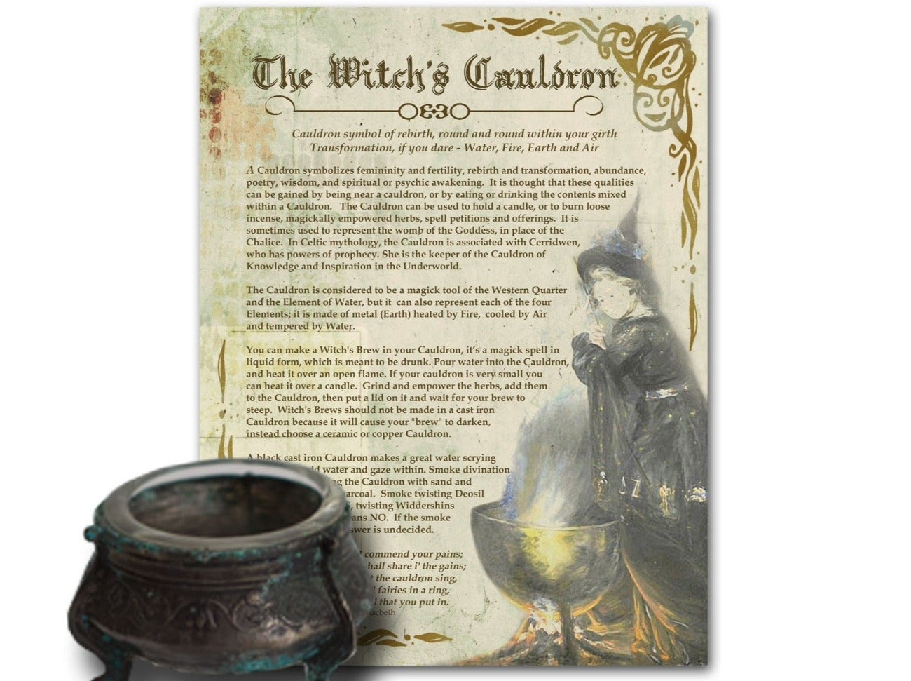 THE WITCH'S CAULDRON Printable Book of Shadows Page - Morgana Magick Spell