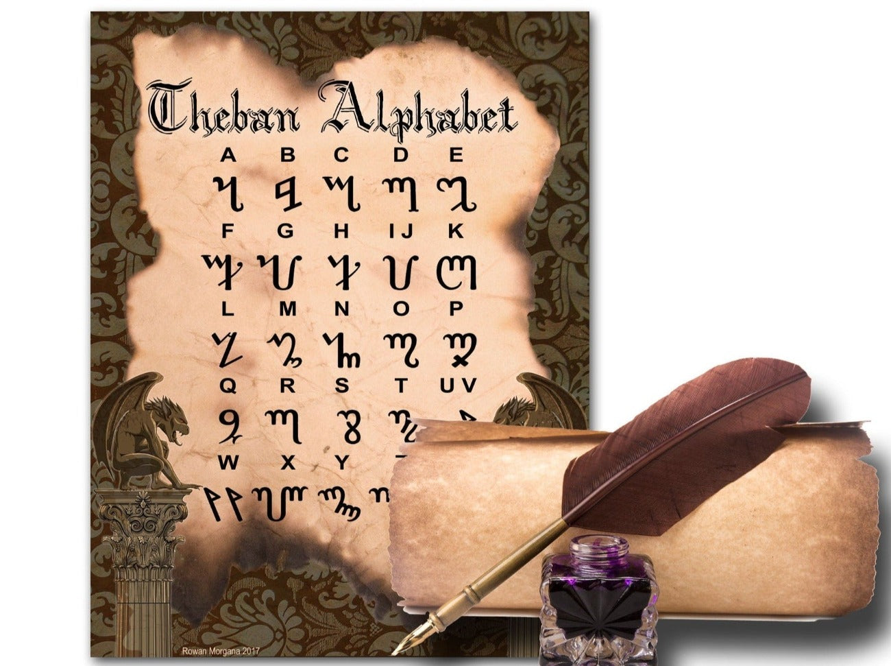 THEBAN MAGICK ALPHABET Printable Book of Shadows Page - Morgana Magick Spell