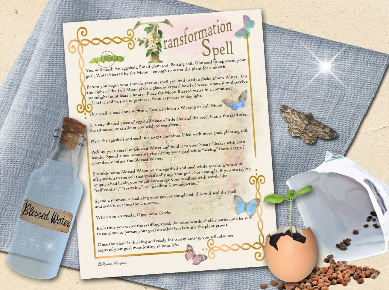 TRANSFORMATION SPELL Printable Book of Shadows page - Morgana Magick Spell