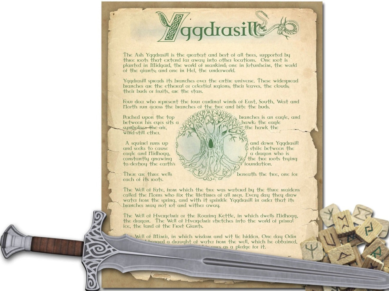 YGGDRASIL Celtic World Tree , Printable Book of Shadows Page - Morgana Magick Spell